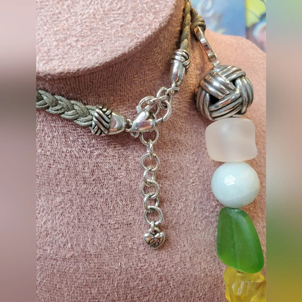 Brighton Necklace Sea Candy Long Beaded Corded Necklce In SILVERTONE